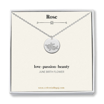 June Birth Flower - Rose Necklace